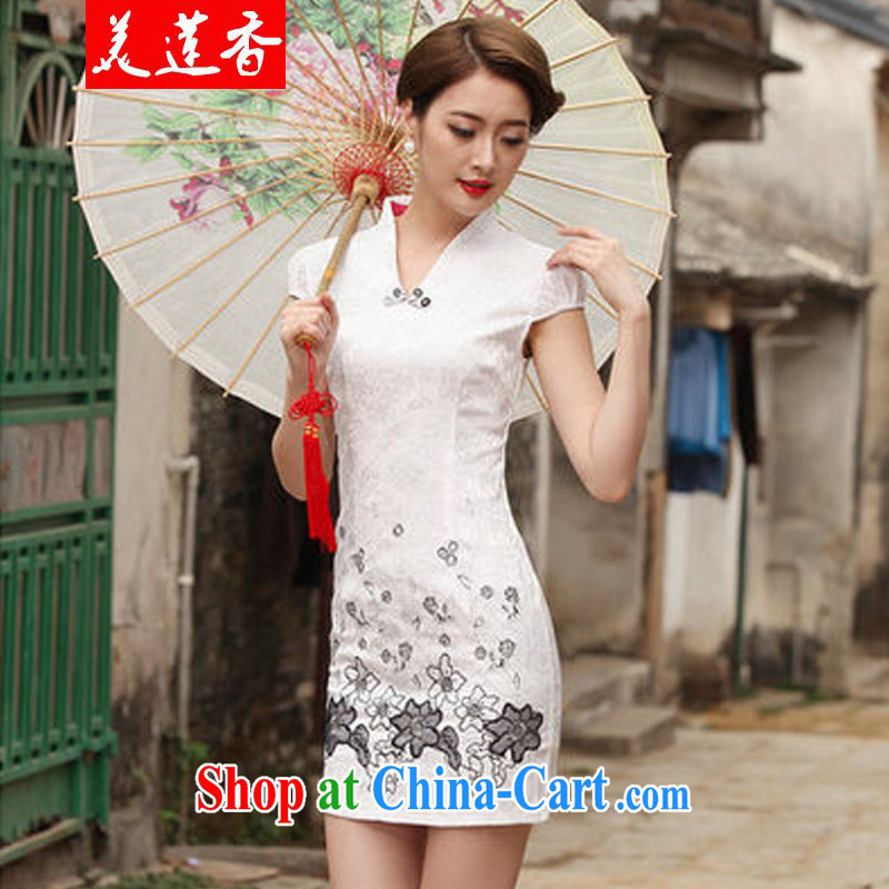 The US Dr. Chou 2015 new Stylish retro short dresses summer improved cheongsam dress, daily outfit skirt pink M, the United States and Dr. Chou (MEILIANXIANG), online shopping