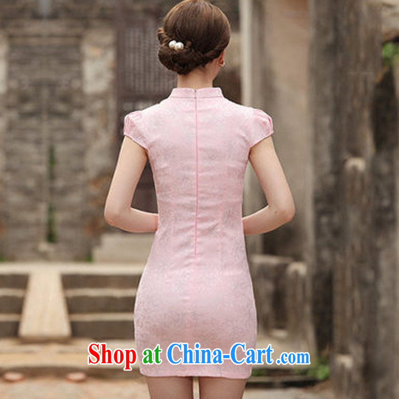 The US Dr. Chou 2015 new Stylish retro short dresses summer improved cheongsam dress, daily outfit skirt pink M, the United States and Dr. Chou (MEILIANXIANG), online shopping