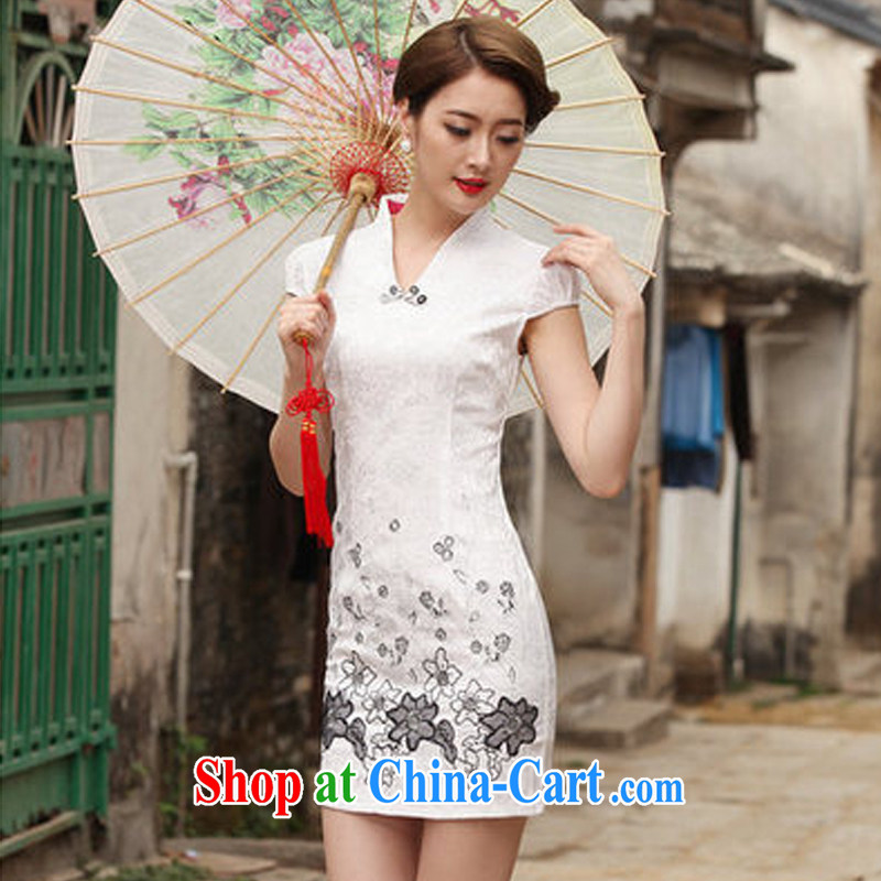 Clearly there is in accordance with Cabinet 2015 new Stylish retro short dresses summer improved cheongsam dress, daily outfit skirt pink M, sovereignty is still in accordance with Cabinet (MEISHANGYICHU), online shopping