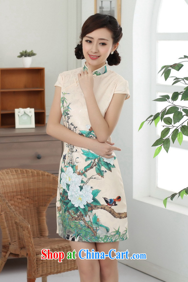 Dan smoke new summer clothes and elegant Chinese flower cheongsam Chinese improved cotton is a tight video thin short cheongsam as color 2XL pictures, price, brand platters! Elections are good character, the national distribution, so why buy now enjoy more preferential! Health