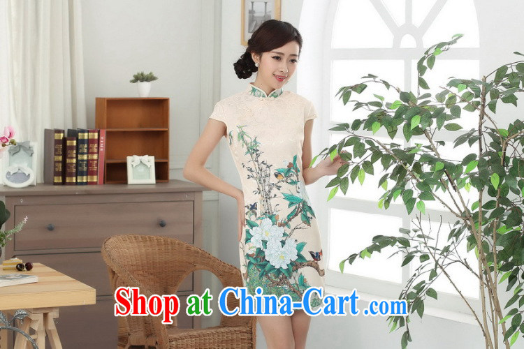 Dan smoke new summer clothes and elegant Chinese flower cheongsam Chinese improved cotton is a tight video thin short cheongsam as color 2XL pictures, price, brand platters! Elections are good character, the national distribution, so why buy now enjoy more preferential! Health