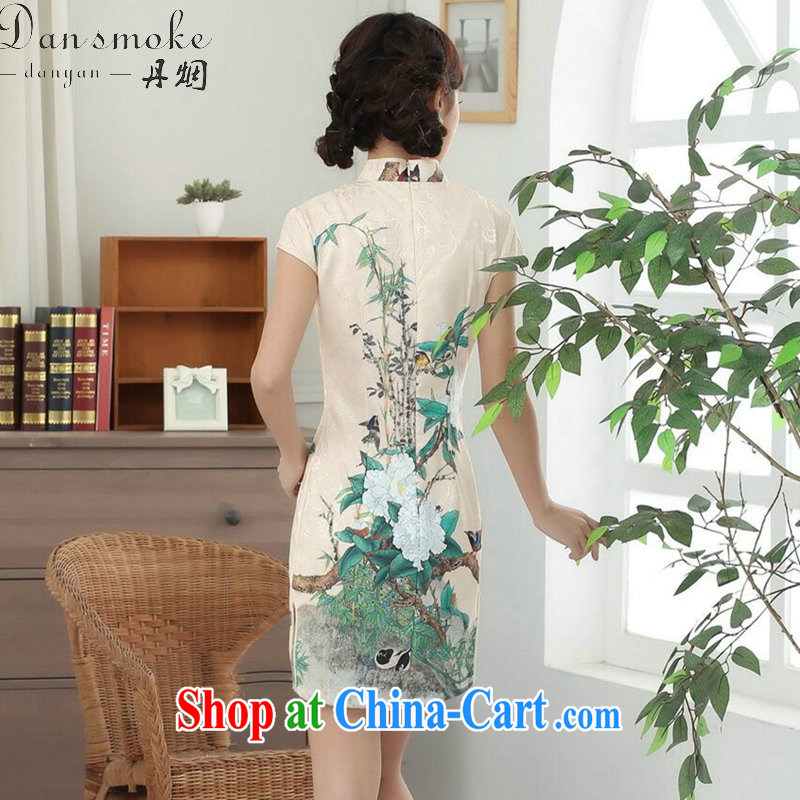 Dan smoke new summer clothes and elegant Chinese flower cheongsam Chinese improved cotton is a tight video thin short dresses such as the color 2 XL, Bin Laden smoke, shopping on the Internet
