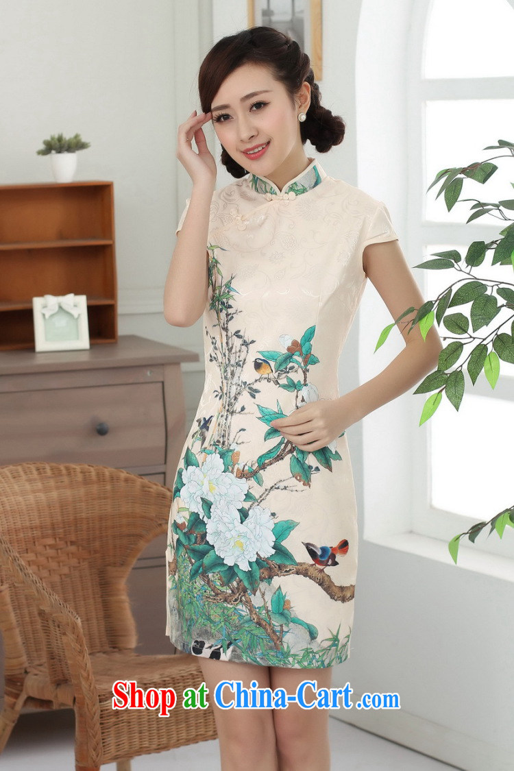 Take the new summer clothes and elegant Chinese flower cheongsam Chinese improved cotton is a tight video thin short cheongsam as shown color 2 XL pictures, price, brand platters! Elections are good character, the national distribution, so why buy now enjoy more preferential! Health