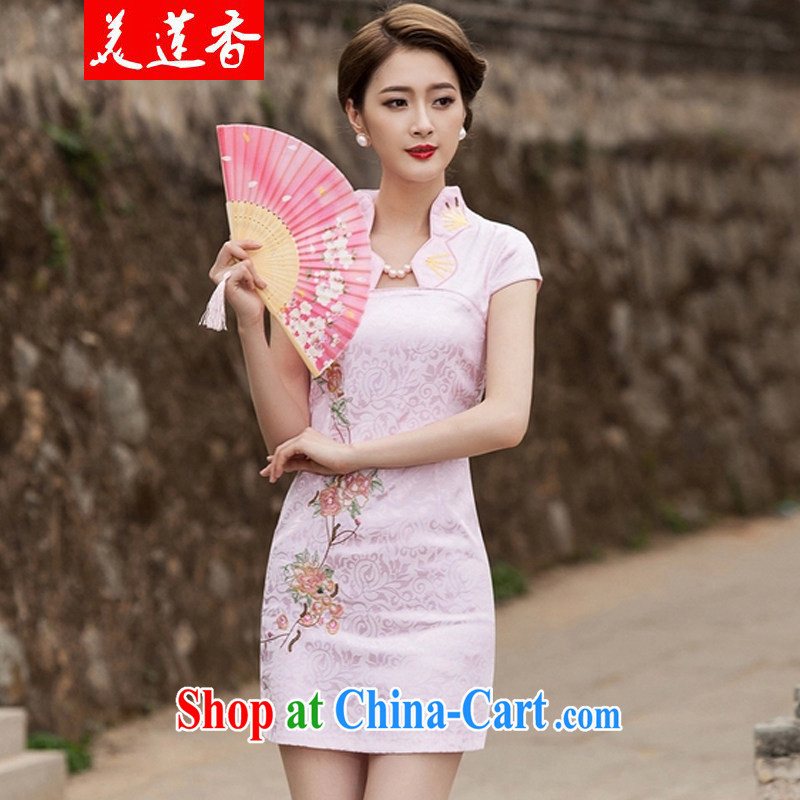 The Siang 2015 new summer fashion improved cheongsam dress daily video thin beauty short cheongsam dress, pink M
