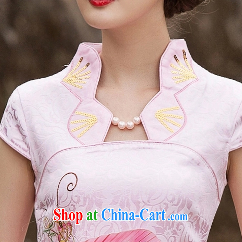 Clearly there is in accordance with Cabinet 2015 new summer fashion improved cheongsam dress daily video thin beauty short cheongsam dress, apricot M, clearly still in accordance with Cabinet (MEISHANGYICHU), online shopping
