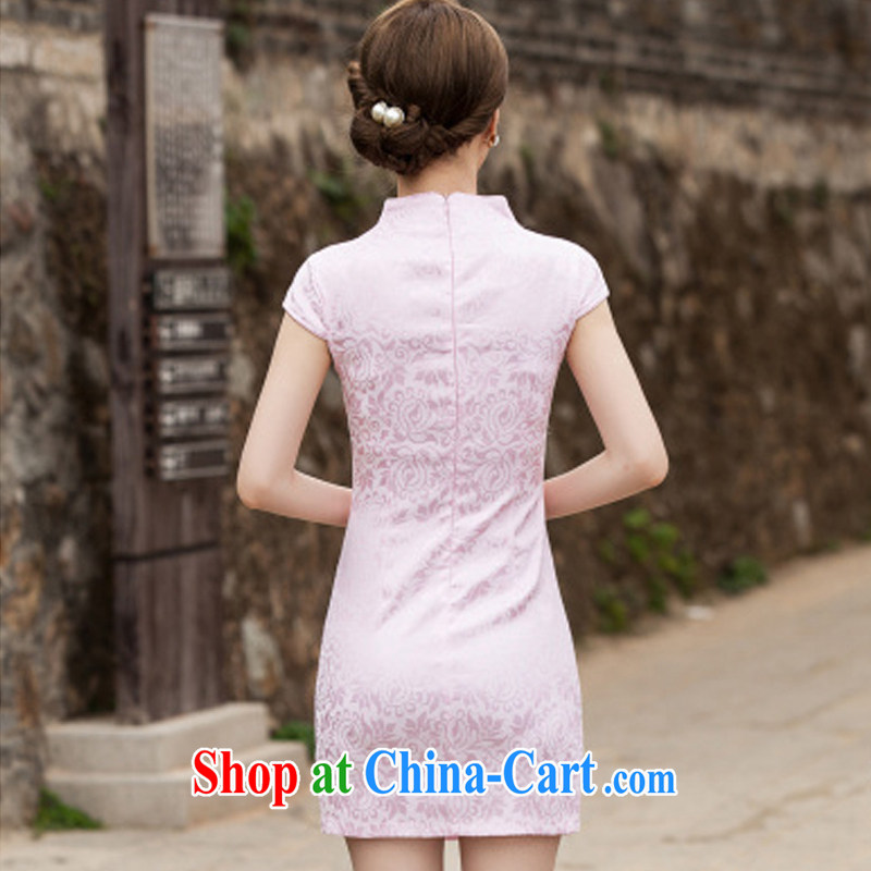 fragrance and beauty 2015 new summer fashion improved cheongsam dress daily video thin beauty short cheongsam dress, apricot XL, aroma and beauty (XIANGQINGZI), online shopping