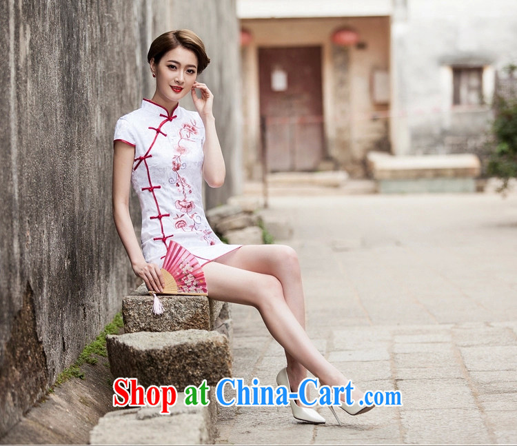fragrance and beauty 2015 spring and summer new Chinese Antique improved stylish short daily beauty cheongsam dress pink M pictures, price, brand platters! Elections are good character, the national distribution, so why buy now enjoy more preferential! Health