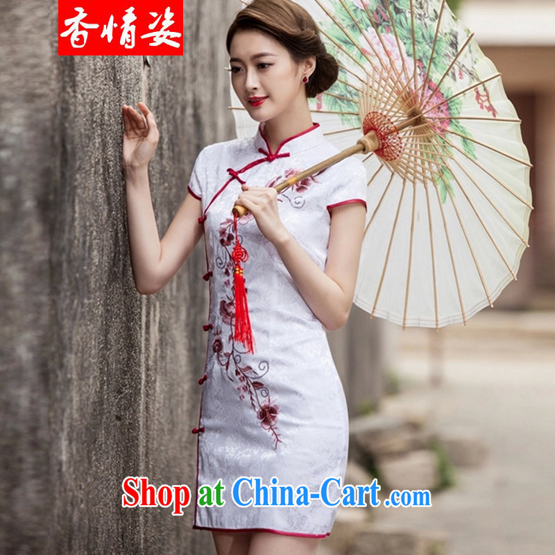 fragrance and beauty 2015 spring and summer New Tang with retro improved stylish short, cultivating daily cheongsam dress pink M, aroma and beauty (XIANGQINGZI), online shopping