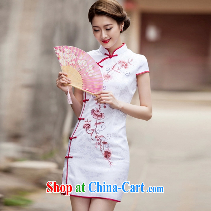 fragrance and beauty 2015 spring and summer New Tang with retro improved stylish short, cultivating daily cheongsam dress pink M, aroma and beauty (XIANGQINGZI), online shopping