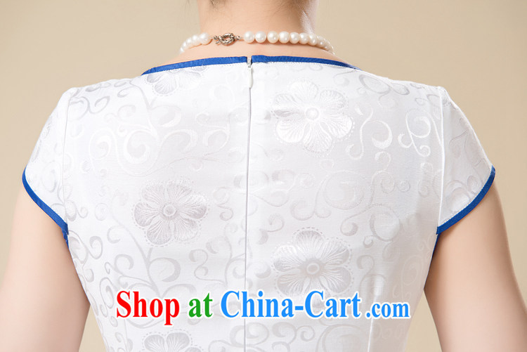 Of 2015 Yuan new improved retro daily outfit video thin Lotus embroidery beauty, summer short cheongsam dress cheongsam MOM blue XL pictures, price, brand platters! Elections are good character, the national distribution, so why buy now enjoy more preferential! Health