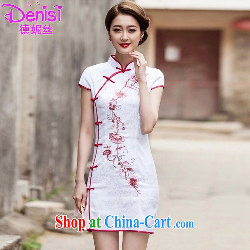 Connie, 2015, Mr Ronald ARCULLI, Mr Tang is retro improved stylish short, cultivating daily cheongsam dress 1124 white L