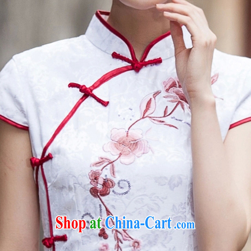 Connie, 2015, Mr Ronald ARCULLI, Mr Tang is retro improved and the relatively short, cultivating daily cheongsam dress 1124 white L, Connie (Denisi), shopping on the Internet