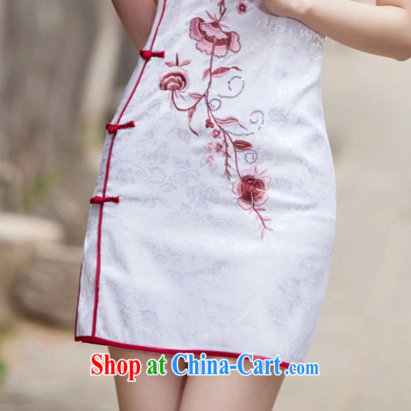 Connie, 2015, Mr Ronald ARCULLI, Mr Tang is retro improved and the relatively short, cultivating daily cheongsam dress 1124 white L, Connie (Denisi), shopping on the Internet