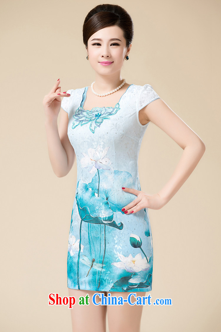 Pixel-yuan summer 2015 new dresses and stylish improved retro-aged cheongsam dress lace daily short dresses cultivating the disposition code cheongsam mom with blue 3 XL pictures, price, brand platters! Elections are good character, the national distribution, so why buy now enjoy more preferential! Health