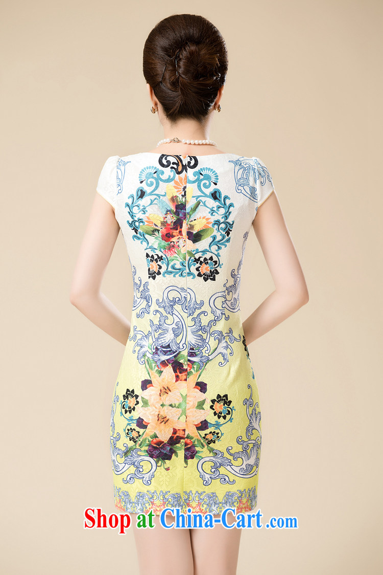 Pixel-yuan 2015 spring and summer with new, middle-aged mother with antique Chinese improved stylish everyday dresses short dresses, cheongsam cheongsam dress yellow L pictures, price, brand platters! Elections are good character, the national distribution, so why buy now enjoy more preferential! Health