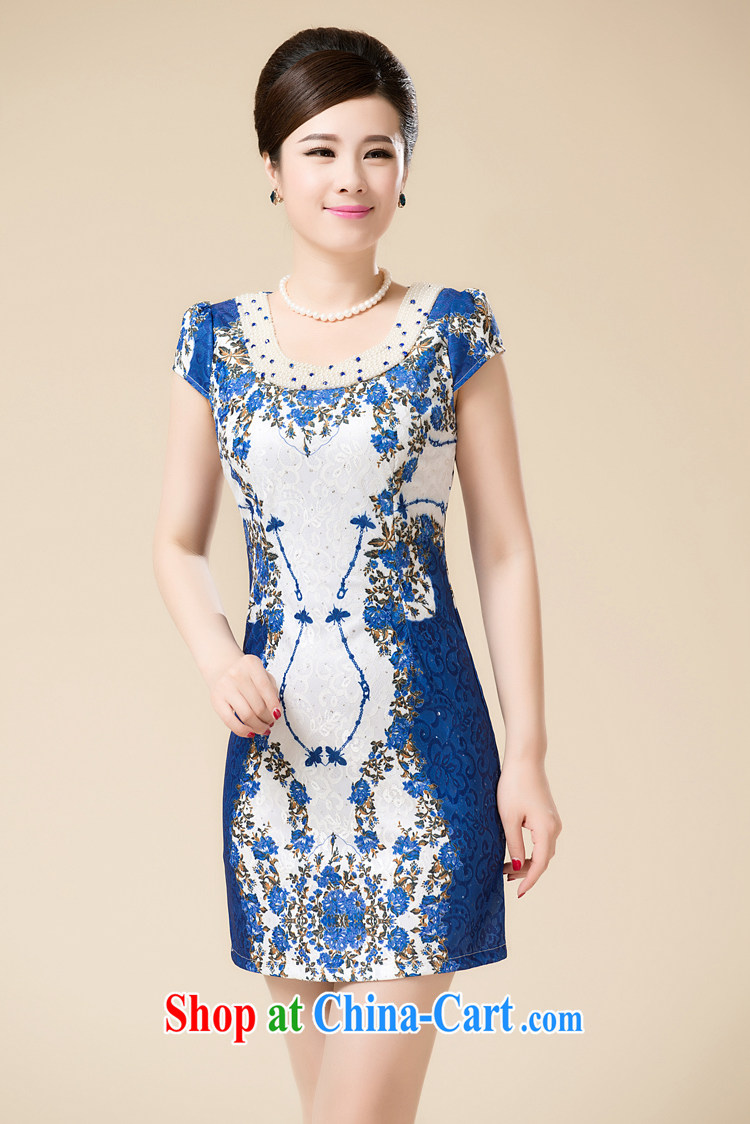 Ha Ji-won of new summer dresses, short stylish improved daily cheongsam dress lace antique Chinese graphics thin and elegant and noble dress cheongsam blue 3 XL pictures, price, brand platters! Elections are good character, the national distribution, so why buy now enjoy more preferential! Health