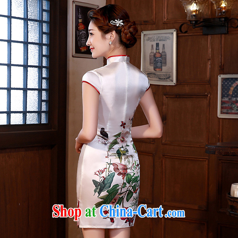 2015 modern improved cheongsam dress Chinese cheongsam summer sauna silk heavy silk pink Q 1064 XXL suit, Jessica (jessica han), shopping on the Internet