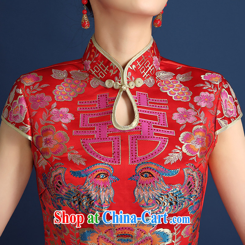 2015 new high quality spring and summer red Chinese bride Xiao Fengxian wedding dresses long dresses, bows serving short-sleeved red XXL, beautiful, shopping on the Internet