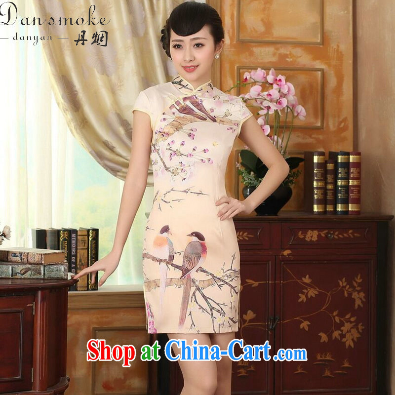 Bin Laden smoke-free summer cheongsam dress Chinese Chinese improved, for a tight flower damask retro short dresses such as the color 2 XL