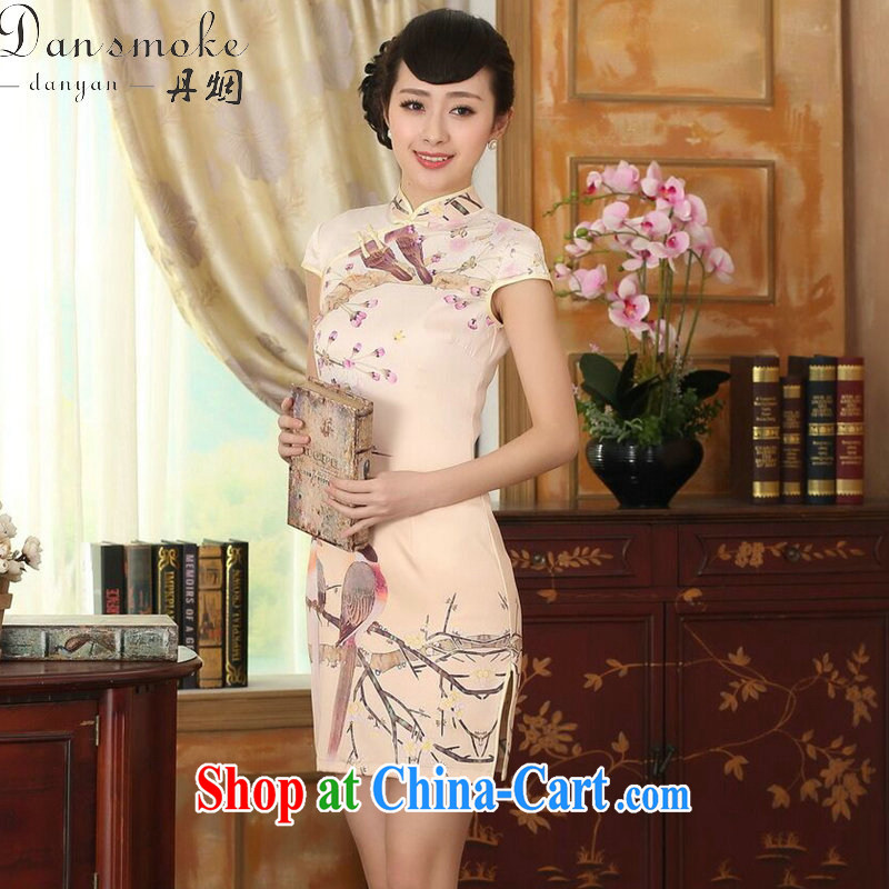 Bin Laden smoke-free summer cheongsam dress Chinese Chinese improved, for the hard-pressed flower damask retro short dresses such as the color 2 XL, Bin Laden smoke, shopping on the Internet