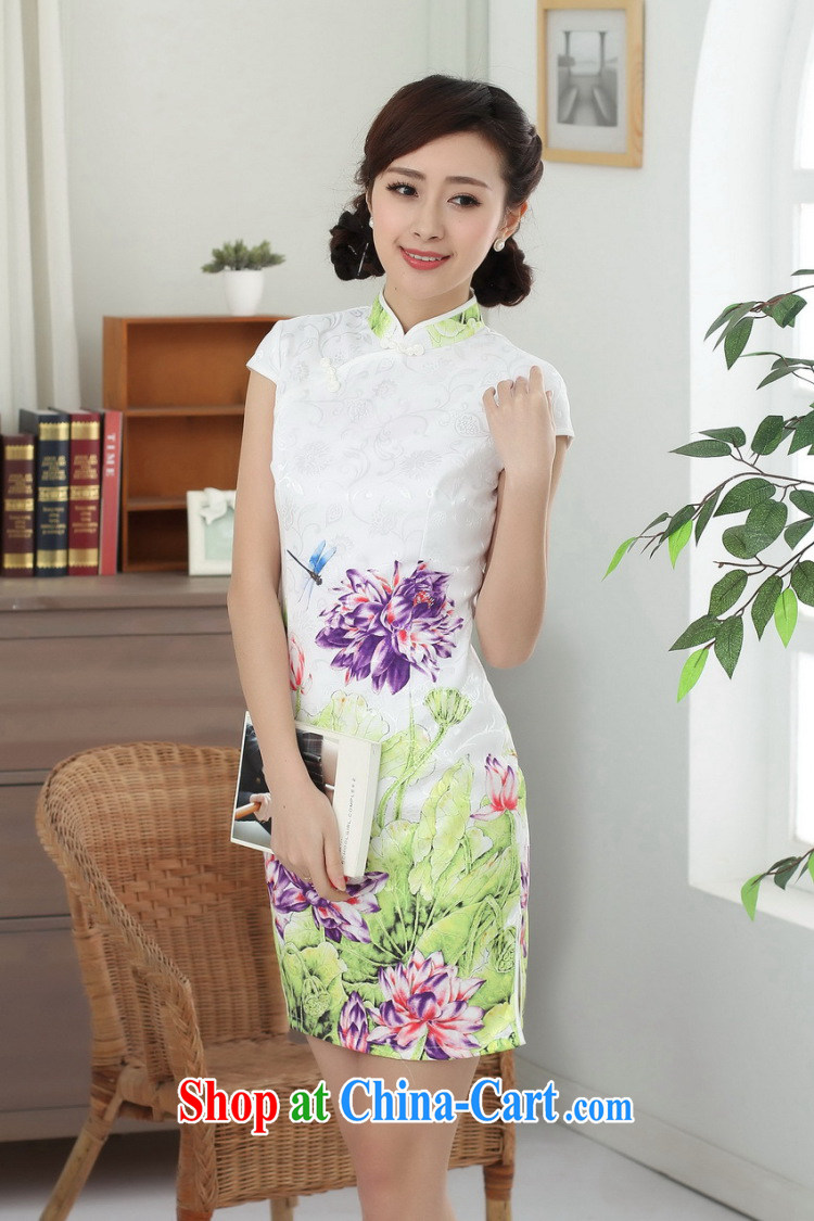 Dan smoke summer new female qipao Chinese Tang is improved, for a tight cotton Lotus graphics thin short cheongsam as color 2XL pictures, price, brand platters! Elections are good character, the national distribution, so why buy now enjoy more preferential! Health