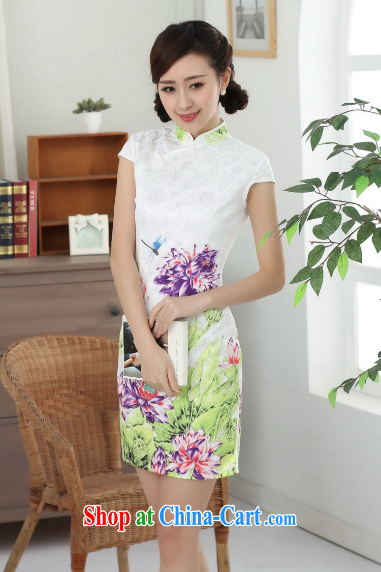 spend the summer, female cheongsam Chinese Tang is improved, for a tight cotton Lotus graphics thin short dresses such as the color 2 XL pictures, price, brand platters! Elections are good character, the national distribution, so why buy now enjoy more preferential! Health