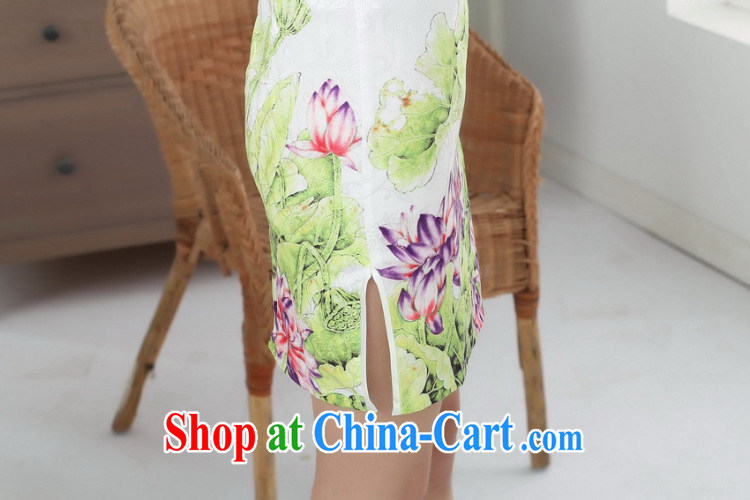 spend the summer, female cheongsam Chinese Tang is improved, for a tight cotton Lotus graphics thin short dresses such as the color 2 XL pictures, price, brand platters! Elections are good character, the national distribution, so why buy now enjoy more preferential! Health