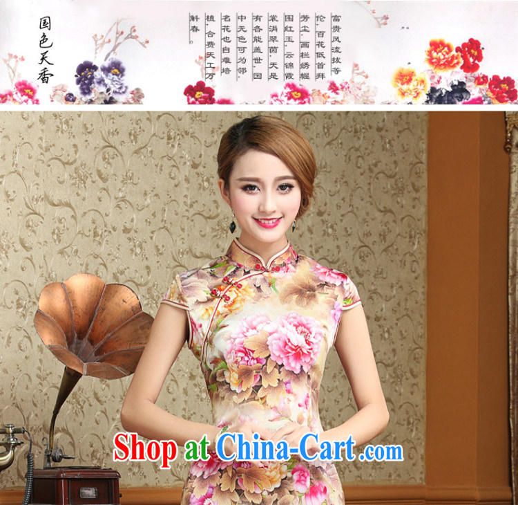 peony flower Silk Cheongsam retro improved daily sauna Silk Cheongsam dress summer 2015 new suit XXL pictures, price, brand platters! Elections are good character, the national distribution, so why buy now enjoy more preferential! Health