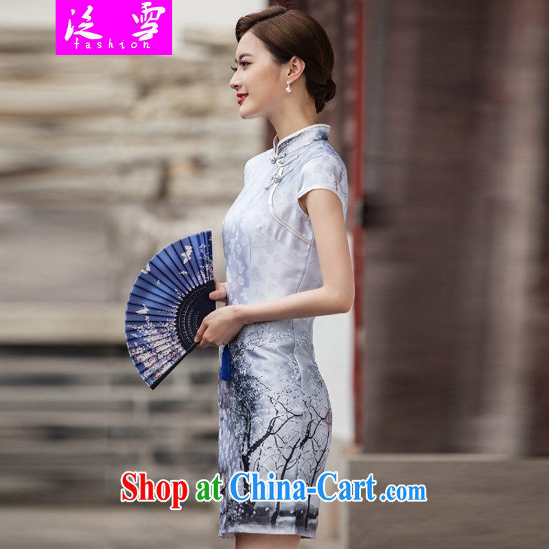 pan-ice 2015 new painting classic short-sleeved qipao dress retro fashion China wind daily outfit 359 XL paintings, and snow, and shopping on the Internet