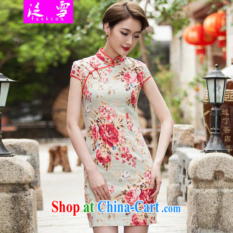 Snow and 2015 new, elegant beauty, short cheongsam improved fashion cheongsam dress 1108 picture color XL