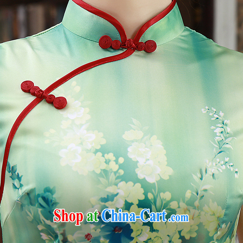 robes skirts 2015 new summer improved stylish dresses mulberry Silk Cheongsam day Q 1065 green XXL, Jessica (jessica han), online shopping