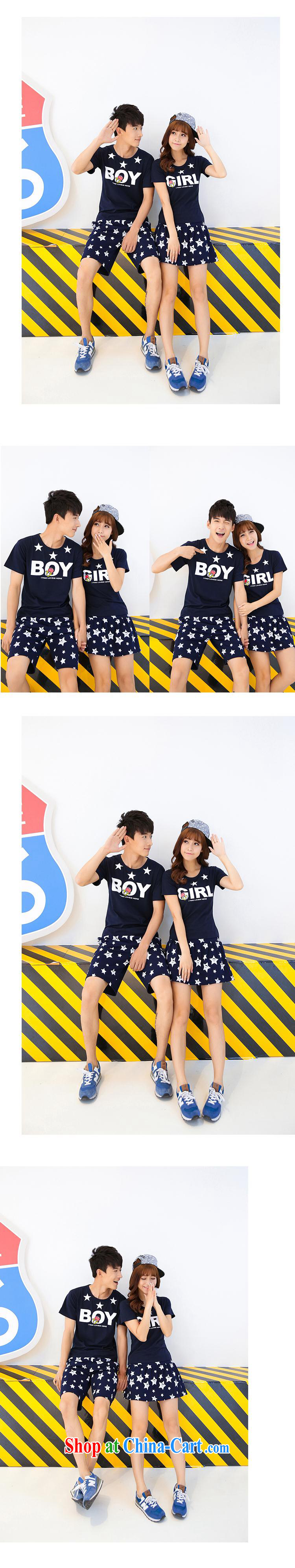 Black butterfly 2015 summer new Korean version for couples with a short-sleeved shirt T men beach shorts couples package white with blue skirt girls XL pictures, price, brand platters! Elections are good character, the national distribution, so why buy now enjoy more preferential! Health