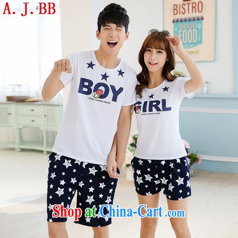 Black butterfly 2015 summer new Korean couples with short sleeves shirt T men and women beach shorts couples package white with blue skirt girls XL, A . J . BB, shopping on the Internet