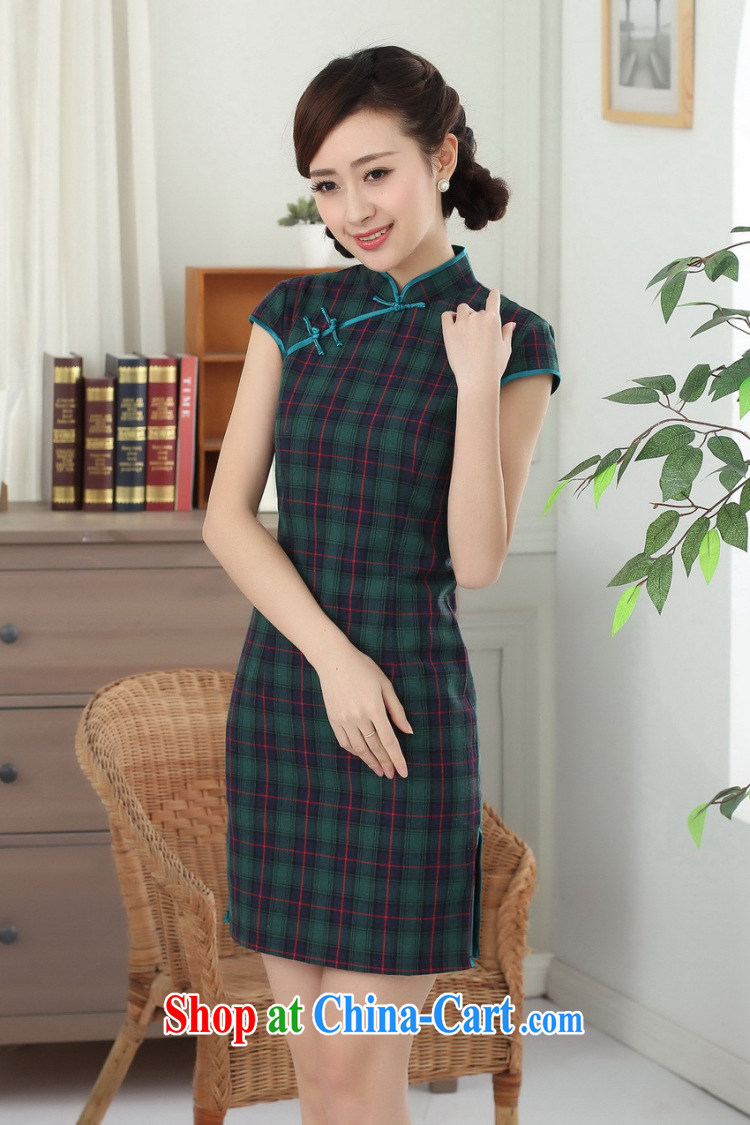 Dan smoke cotton tartan dresses summer new female Chinese improved Korea wind up for a hard-pressed Chinese qipao short figure color 2 XL pictures, price, brand platters! Elections are good character, the national distribution, so why buy now enjoy more preferential! Health