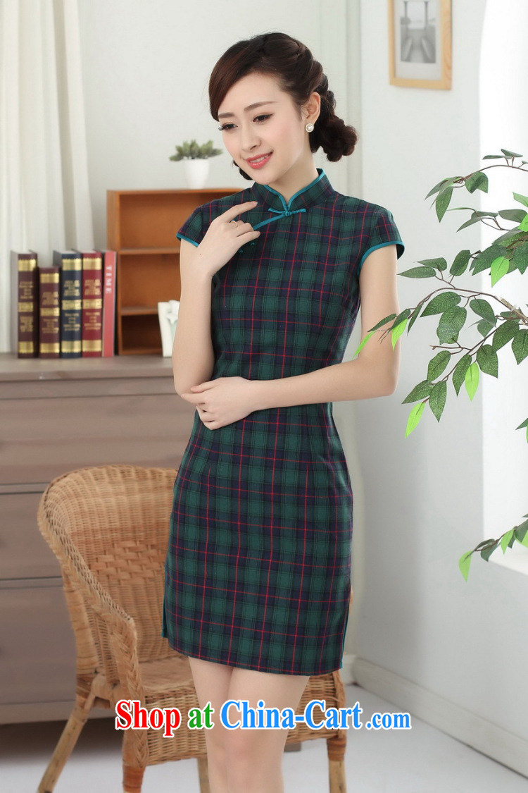 Dan smoke cotton tartan dresses summer new female Chinese improved Korea wind up for a hard-pressed Chinese qipao short figure color 2 XL pictures, price, brand platters! Elections are good character, the national distribution, so why buy now enjoy more preferential! Health