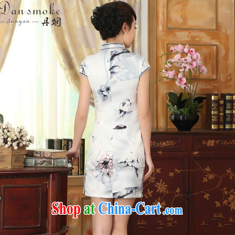 Dan smoke summer new cheongsam dress Chinese Antique improved, for a tight silk paintings short cheongsam dress such as the color 2 XL, Bin Laden smoke, shopping on the Internet