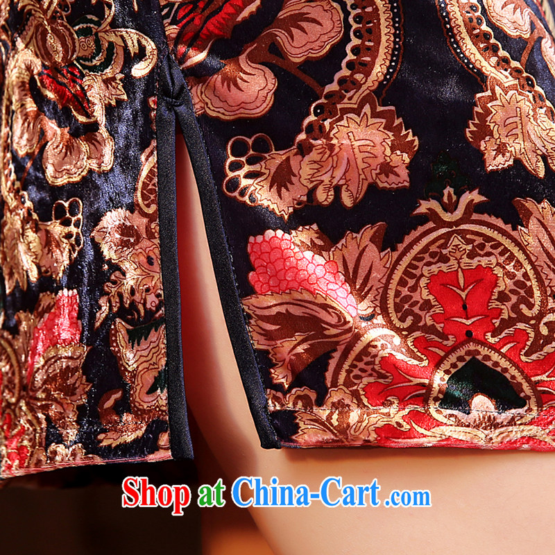 Dresses summer dresses skirts 2015 spring and summer new high-end heavy dresses and elegant stamp female cheongsam dress brown XXL, Diane M Qi, shopping on the Internet
