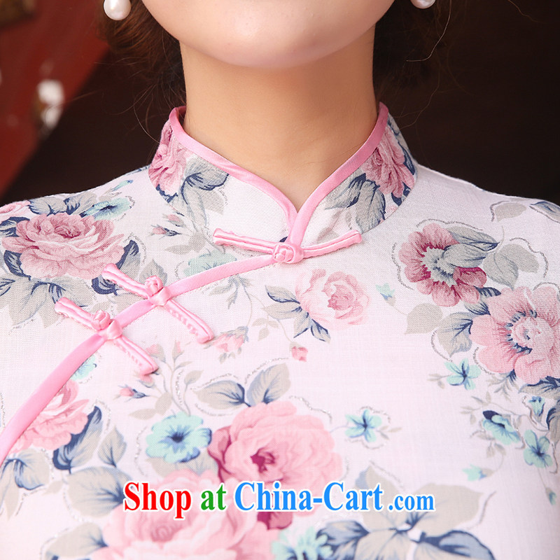 Dresses summer dresses improved 2015 summer new stylish improved retro short cheongsam dress Chinese daily pink rose red XXL, Diane M Qi, and, on-line shopping
