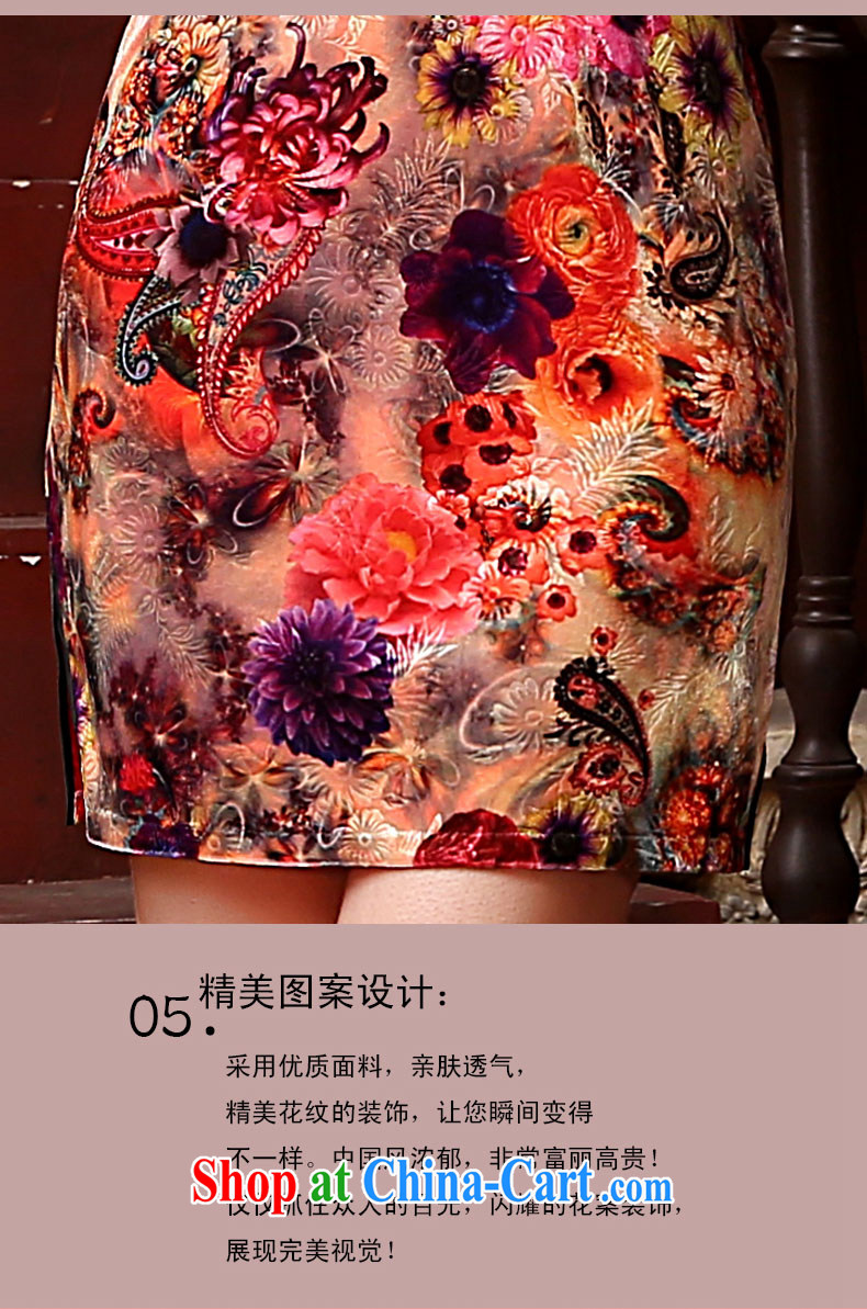 Dresses summer dresses skirts 2015 new Korean dresses summer retro daily improved stylish elastic short-sleeve cheongsam dress orange XXL pictures, price, brand platters! Elections are good character, the national distribution, so why buy now enjoy more preferential! Health