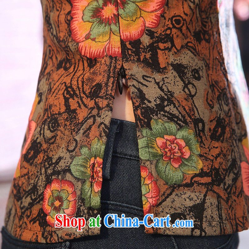 Dresses summer dresses skirt new linen short cheongsam shirt arts girls dresses beauty of antique retro dresses brown XXL, Diane M Qi, shopping on the Internet