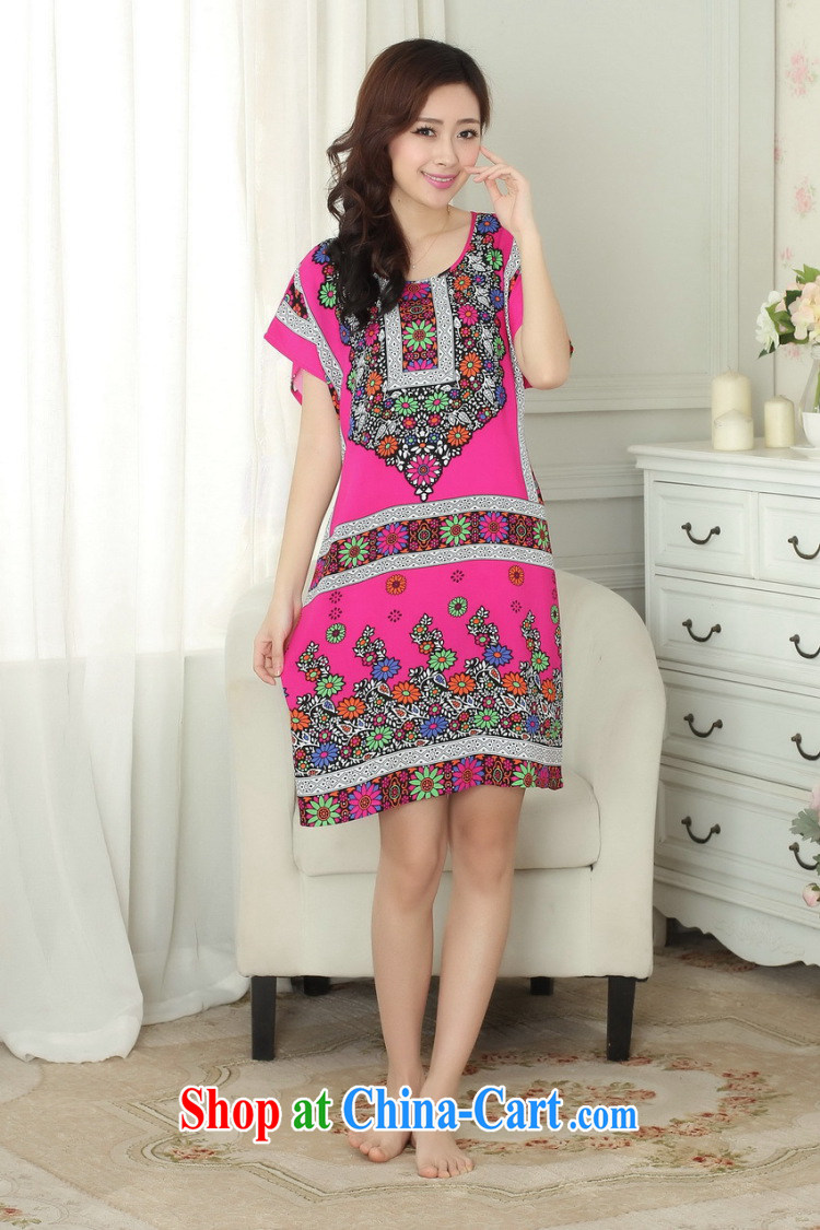 spend the summer with new female Chinese pajamas round-collar cotton Ethnic Wind breathable stamp sleeping dress short-sleeved dresses - A are code pictures, price, brand platters! Elections are good character, the national distribution, so why buy now enjoy more preferential! Health