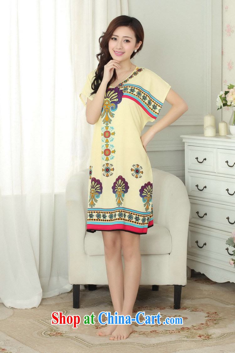spend the summer with new female Chinese pajamas round-collar cotton Ethnic Wind breathable stamp sleeping dress short-sleeved dresses - A are code pictures, price, brand platters! Elections are good character, the national distribution, so why buy now enjoy more preferential! Health