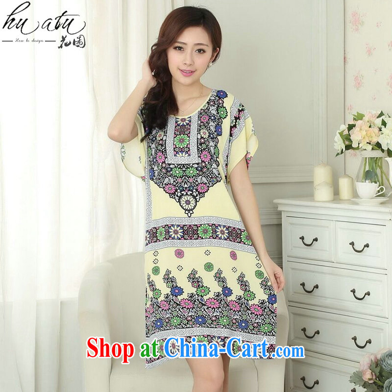 spend the summer with new female Chinese pajamas round-collar cotton Ethnic Wind breathable stamp sleeping dress short-sleeved dresses - A are code, spend figure, and shopping on the Internet