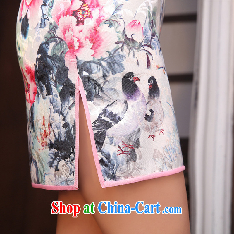 Dresses summer dresses skirts 2015 spring and summer new dresses and Stylish retro improved cheongsam dress daily short dresses beauty style white XXL, Diane M Qi, shopping on the Internet