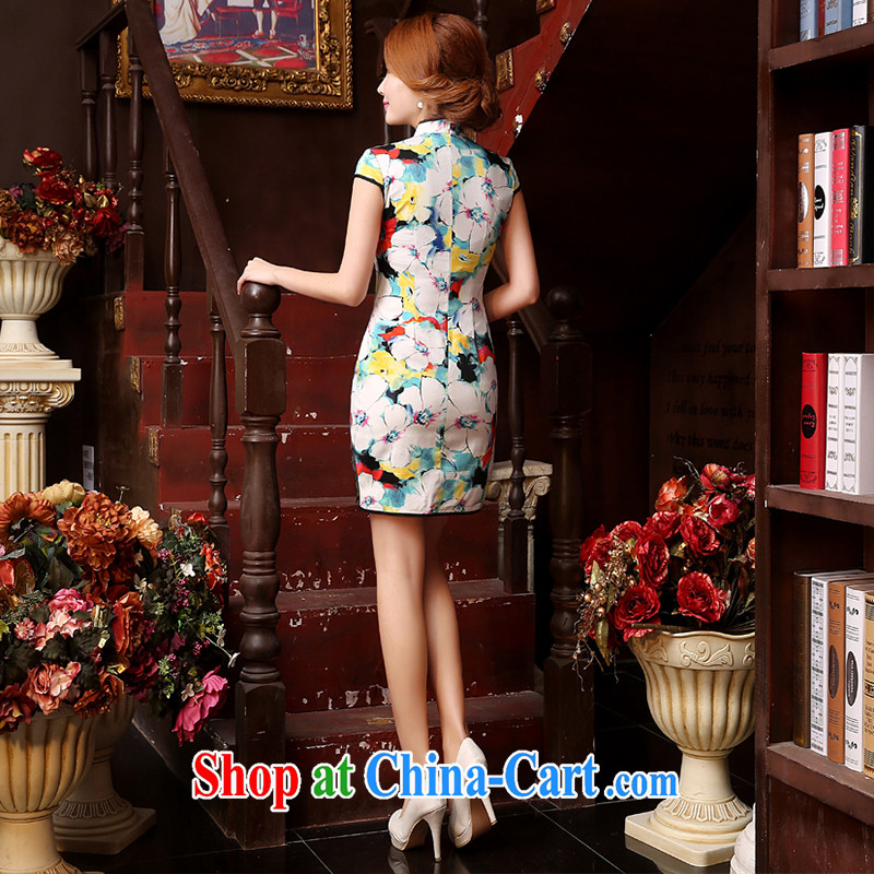 Dresses summer dresses skirts improved stylish short dresses Daily Beauty graphics thin summer retro Ms. 2015 installed new dresses and white dresses XXL, Diane M Qi, shopping on the Internet