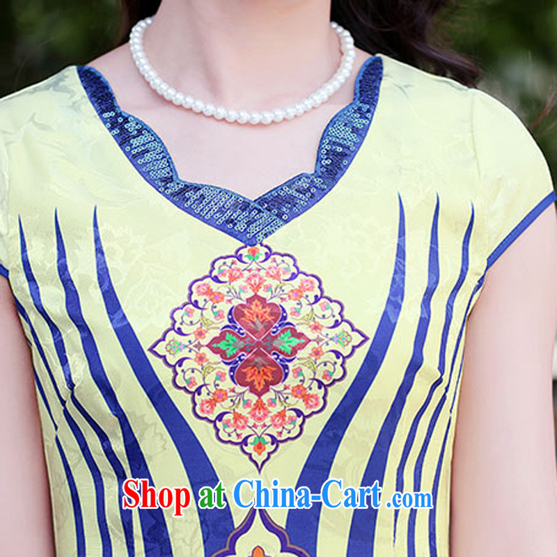 cheongsam dress 2015 new, improved daily video thin short dresses sleeveless dresses girls summer 1510 blue and white porcelain XXL, Elizabeth Gil (SHAJINI), online shopping