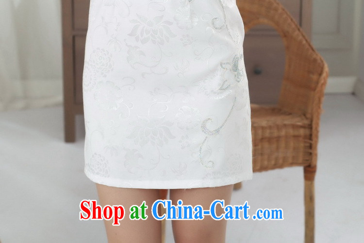 spend the summer new female improved Chinese qipao with solid color embroidery, daily cotton short cheongsam dress white 2XL pictures, price, brand platters! Elections are good character, the national distribution, so why buy now enjoy more preferential! Health