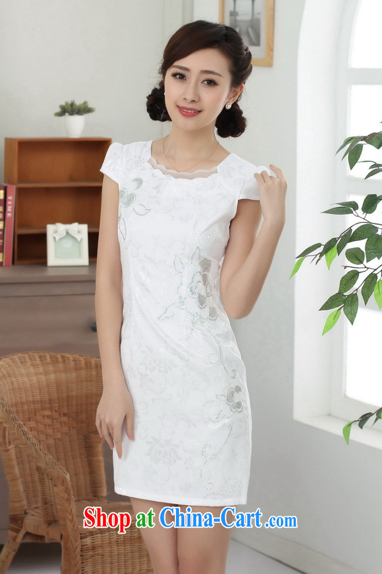 Dan smoke summer new female improved Chinese qipao with solid color embroidery, daily cotton short cheongsam dress white L pictures, price, brand platters! Elections are good character, the national distribution, so why buy now enjoy more preferential! Health