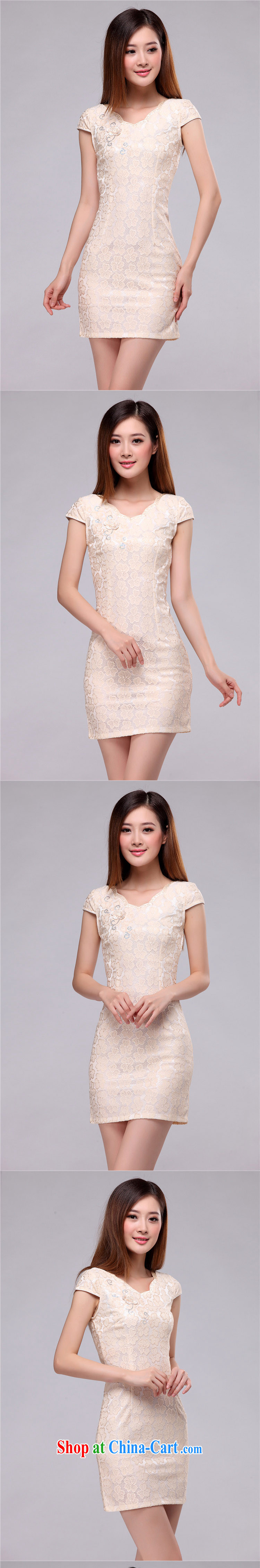 light at the Summer beauty and stylish sexy lace cheongsam elegance short cheongsam dress retro small dress dresses female AQE 0752 apricot XXL pictures, price, brand platters! Elections are good character, the national distribution, so why buy now enjoy more preferential! Health