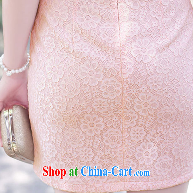 2015 a new beauty, sense of style female lace cheongsam dress retro improved daily Stylish spring and summer 1513 blue XXXL, Elizabeth, (SHAJINI), online shopping